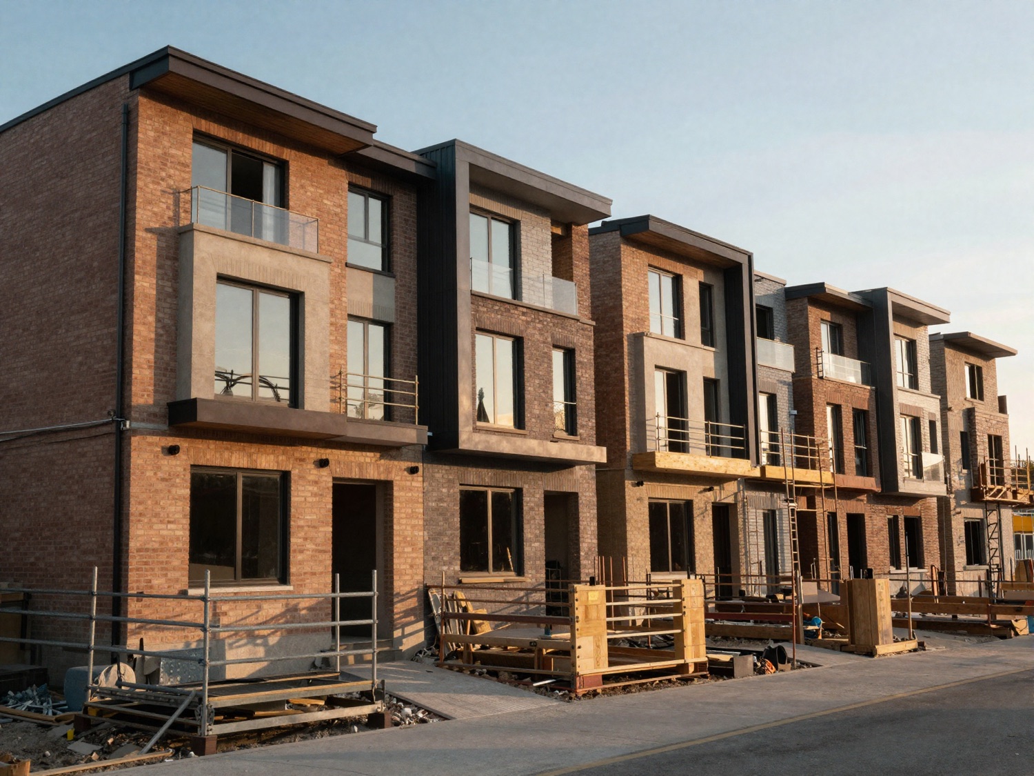 Luxury townhomes under construction